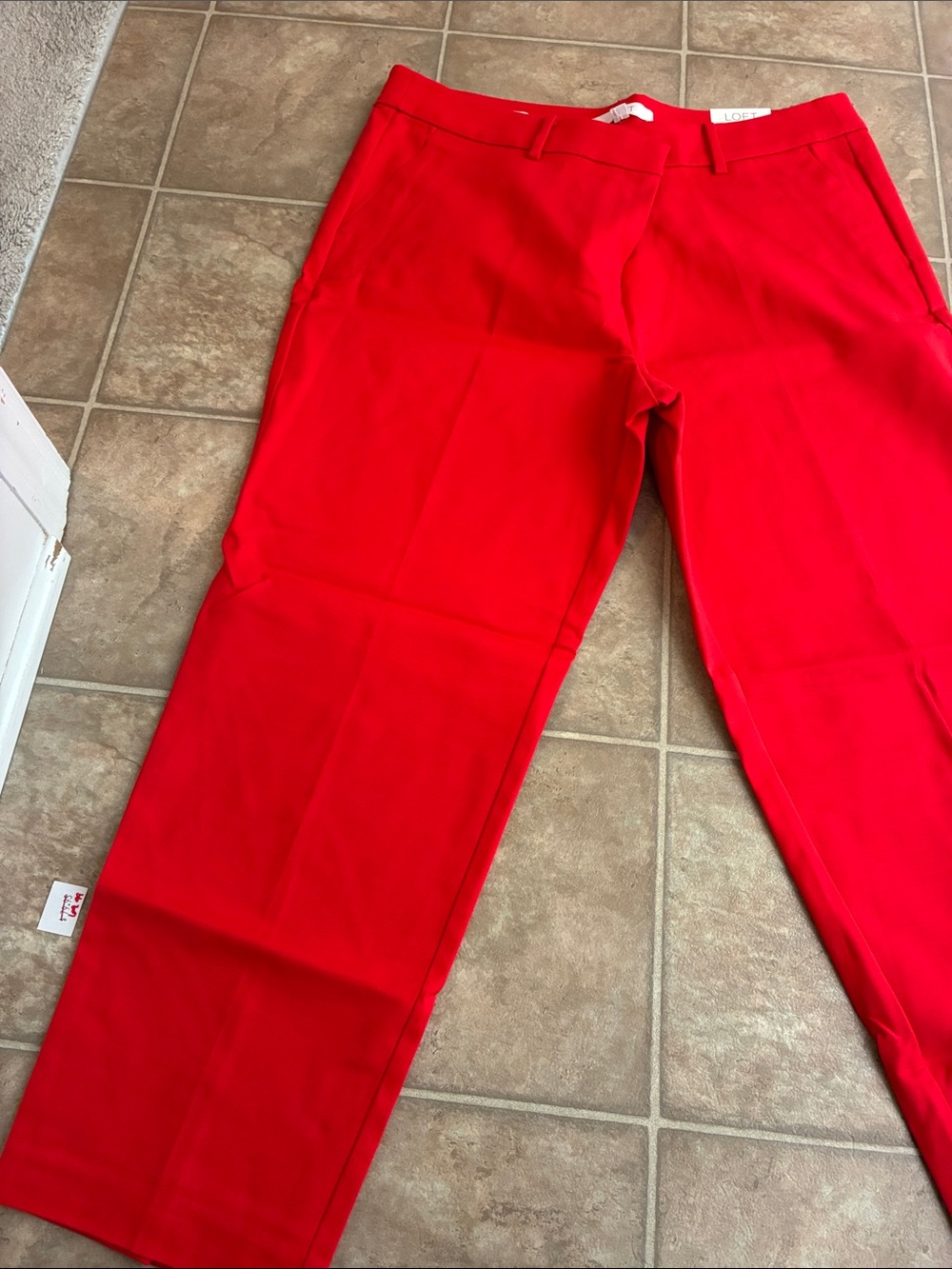 LOFT Bold Red Straight-Leg Dress Pants Riviera slim mid rise